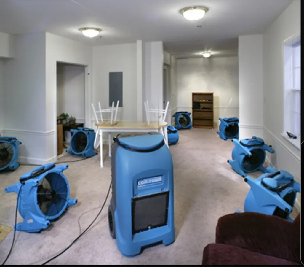 Air movers and dehumidifier setup for Water Damage Restoration in Chula Vista