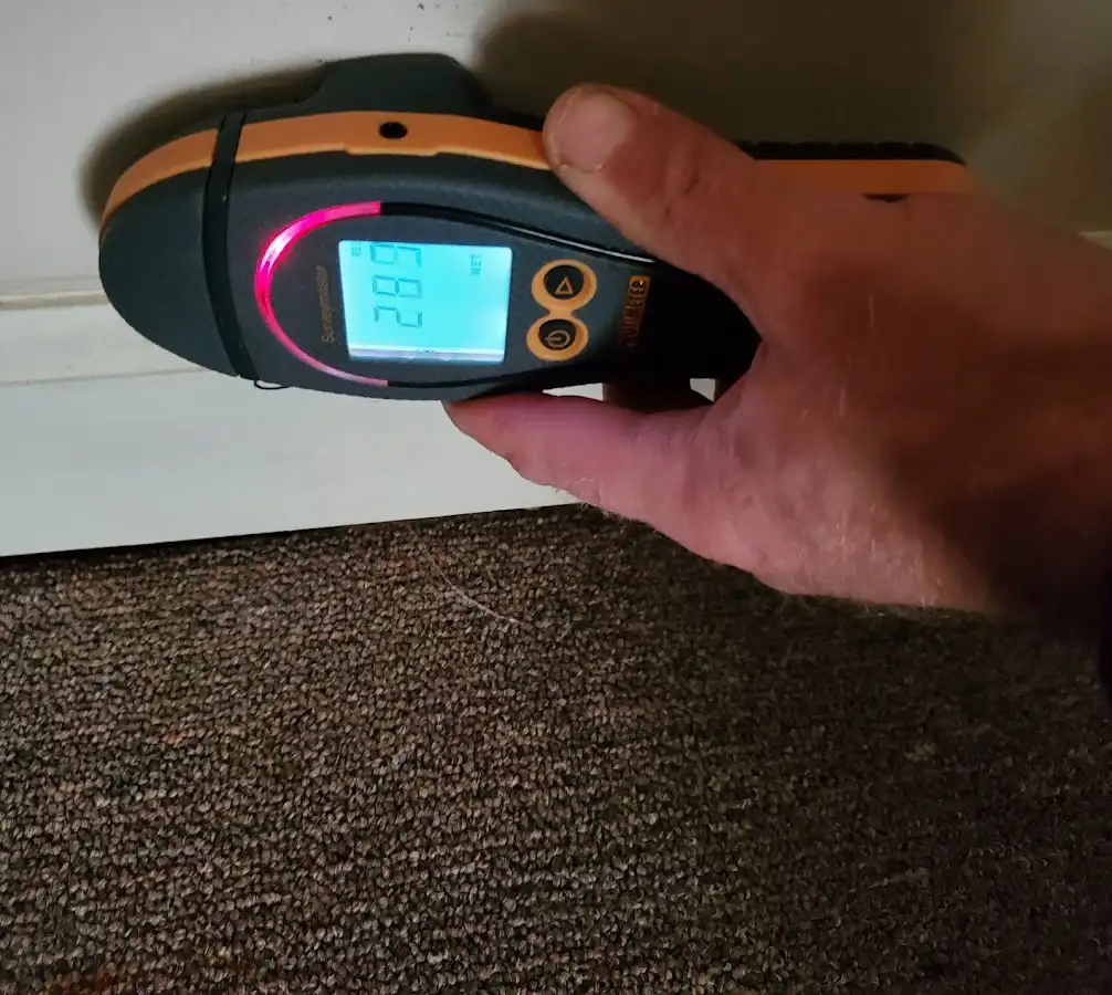 Moisture detection at baseboard during Mold Inspection & Testing in Chula Vista